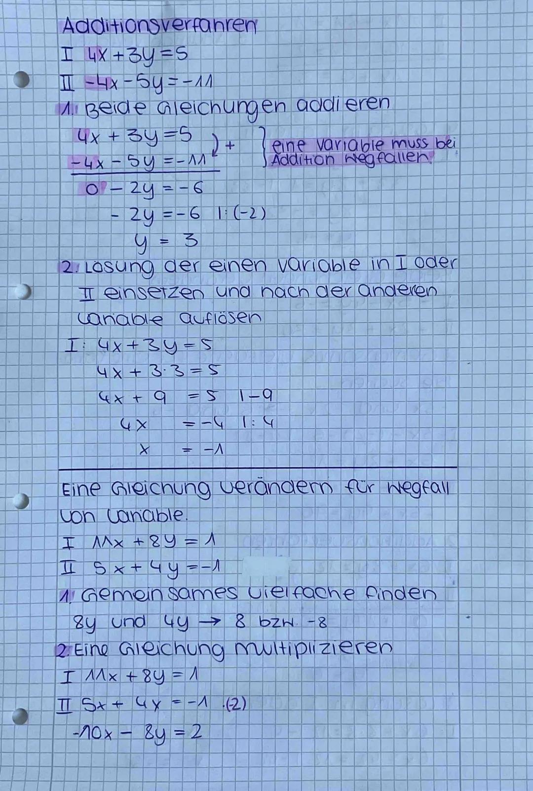 mathe Gleichungssysteme
Einsetzungsverfahren.
I Sy-3x = 1
I-U+x=1
A. Eine der beiden Gleichungen nach
einer variable um stellen.
I _Y+x= 1 1