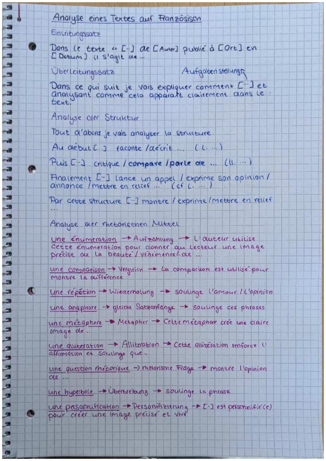 Textanalyse Französisch