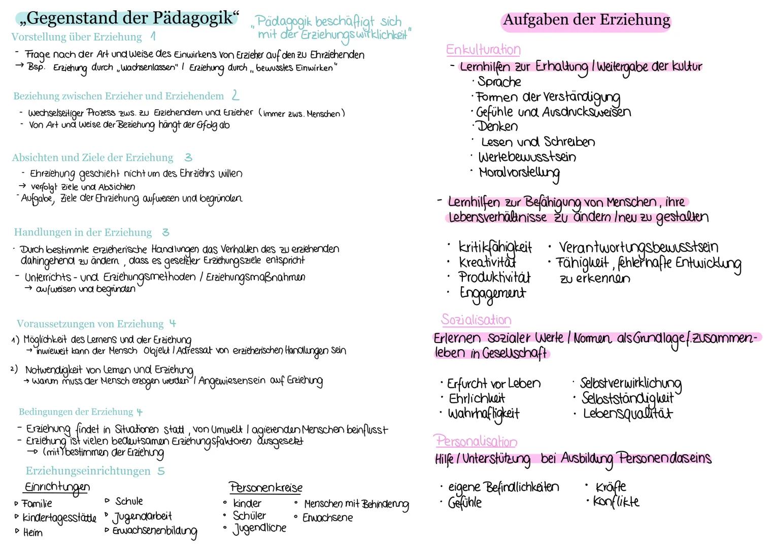 „Gegenstand der Pädagogik“ „Pädagogik beschäftigt sich
mit der Erziehungswirklichkeit"
Vorstellung über Erziehung 1
- Frage nach der Art und