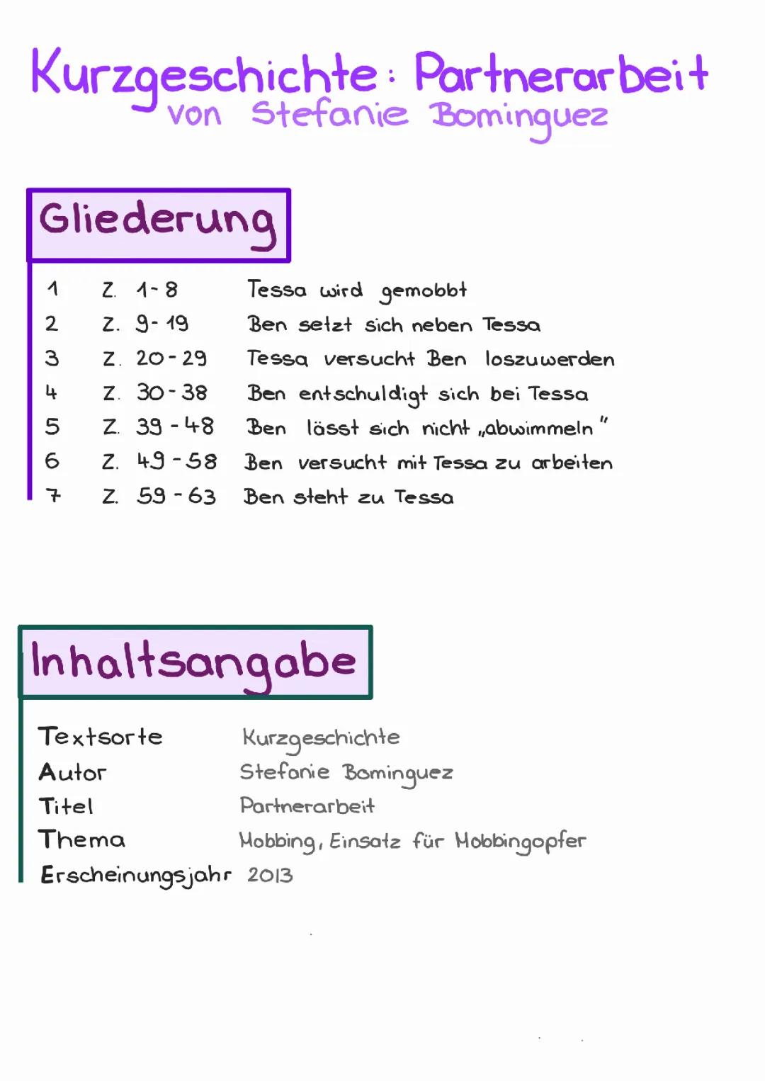 Kurzgeschichte: Partnerarbeit (Stafanie Bominguez)