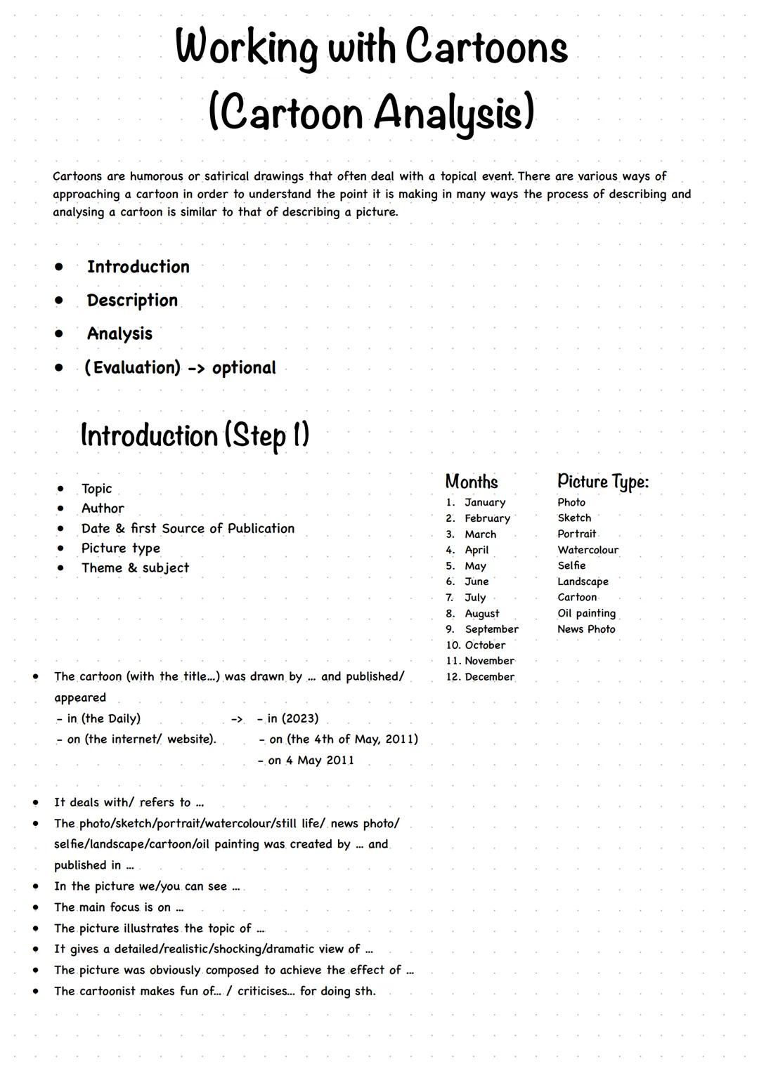 How to write a cartoon analysis Englisch LK