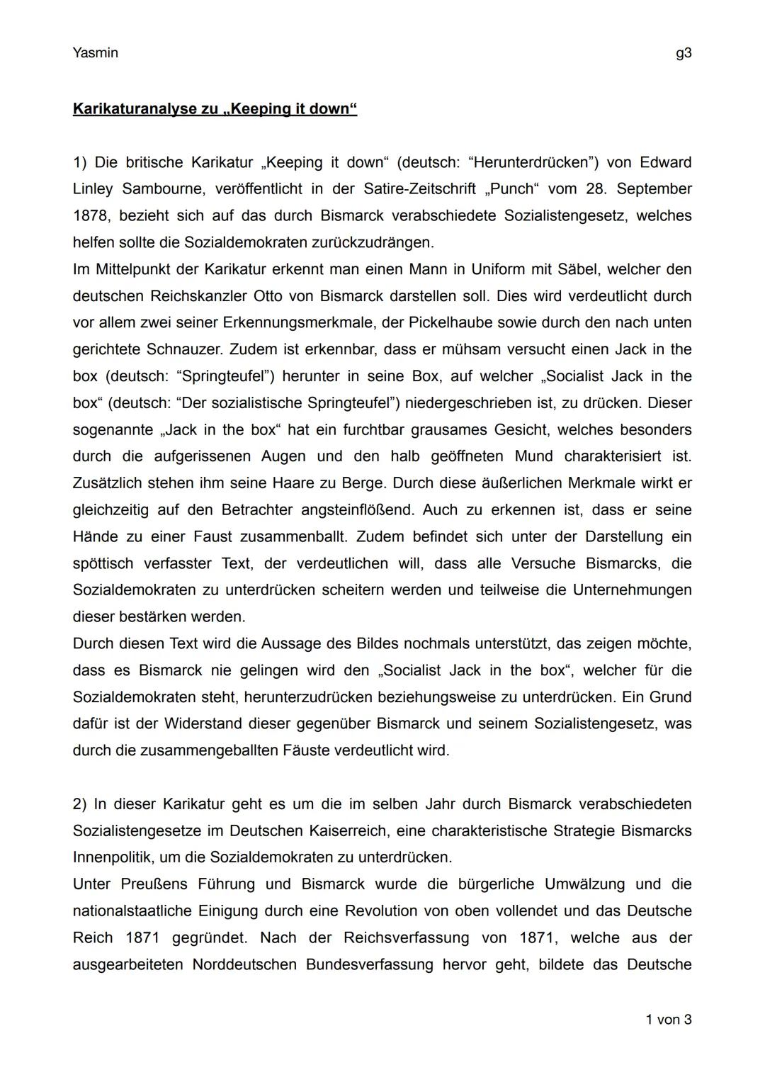 Yasmin
Karikaturanalyse zu „Keeping it down"
93
1) Die britische Karikatur „Keeping it down" (deutsch: "Herunterdrücken") von Edward
Linley