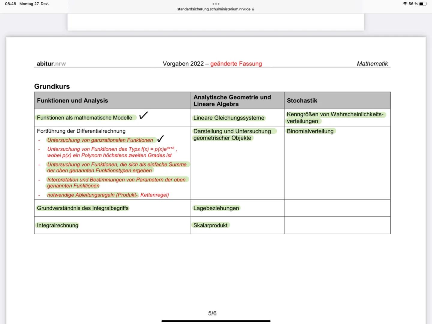 08:48 Montag 27. Dez.
standardsicherung.schulministerium.nrw.de
Vorgaben 2022 - geänderte Fassung
abitur.nrw
Mathematik
Grundkurs
| Fu