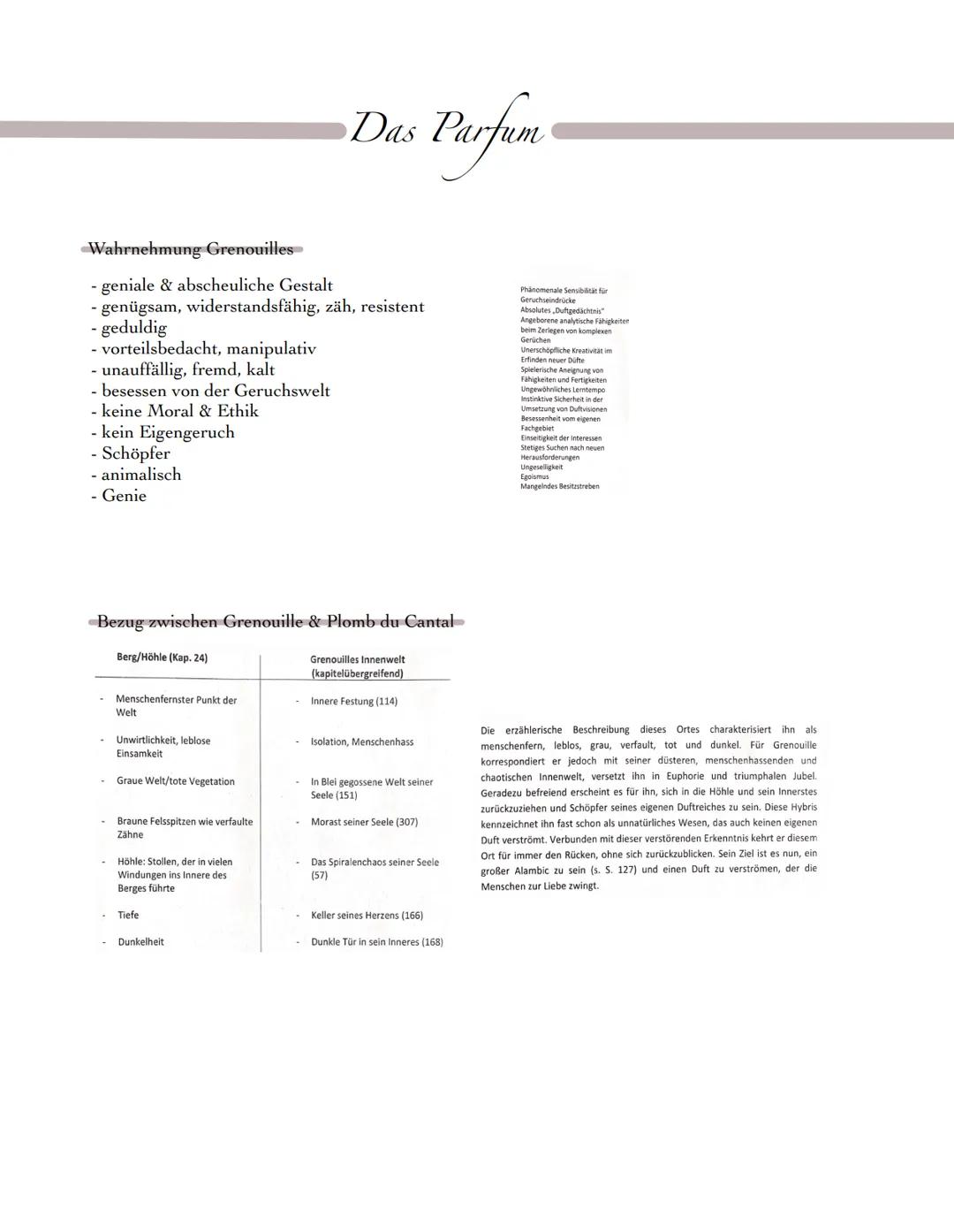 Parfum
Das Par
Erzählform
- auktorialer Erzähler
- führt durch den Roman, kommentiert, erläutert, gibt Rückblicke, Zusammenfassungen und
Vor