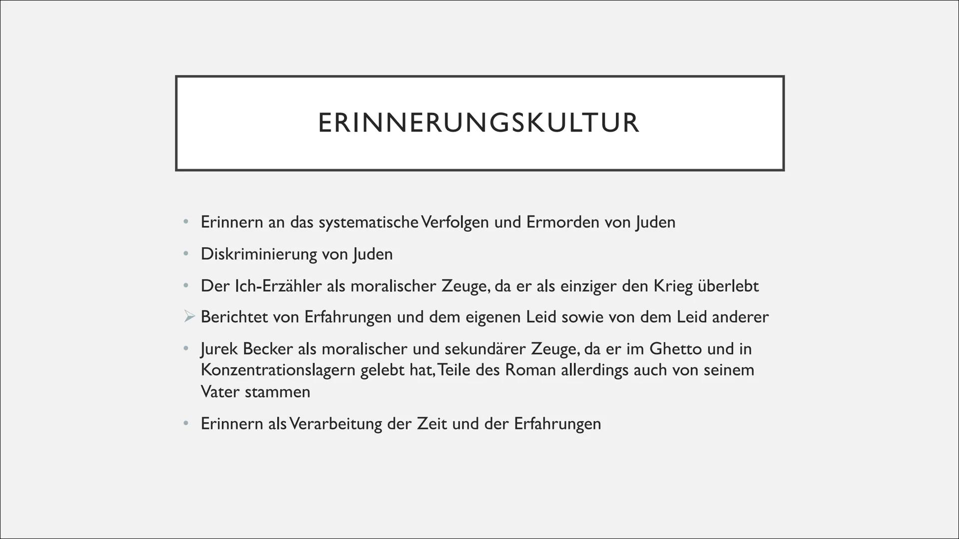 # JAKOB DER LÜGNER
-JUREK BECKER-
Eine Präsentation von Hannah ### GLIEDERUNG
* Allgemeine Informationen
* Inhalt von „Jakob der Lügne