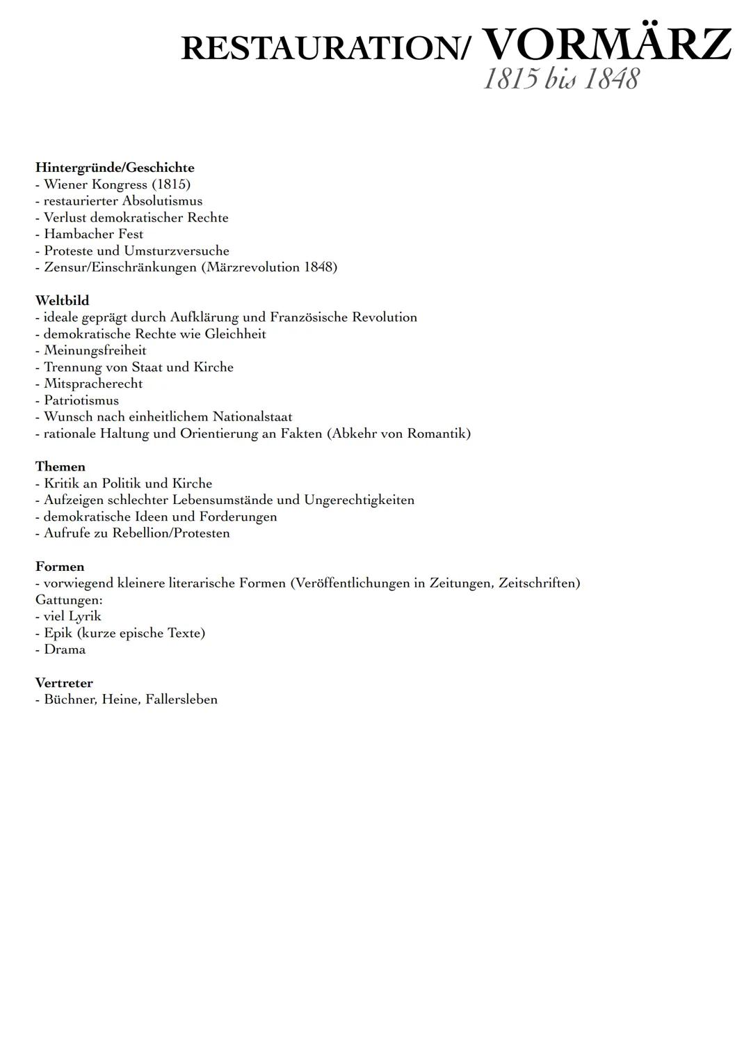 # EPOCHEN
Aufklärung - Sturm und Drang - Weimarer Klassik - Romantik - Vormärz-poetischer Realismus-Naturalismus-Expressionismus - Moderne