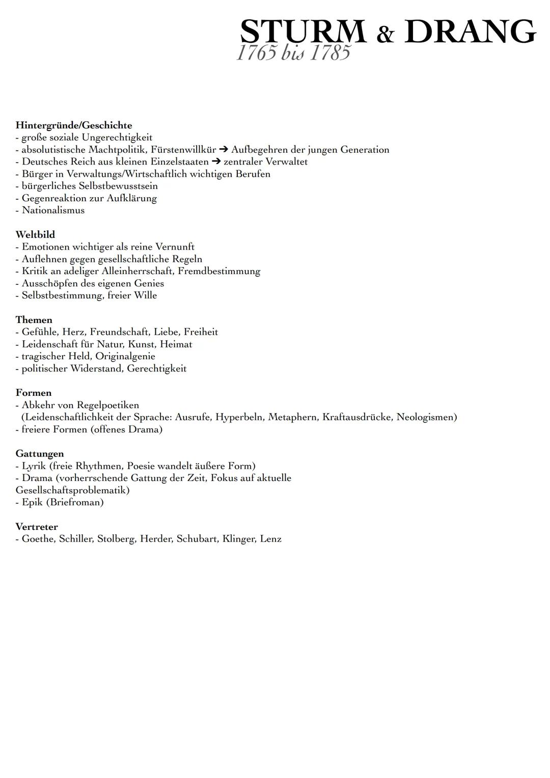 # EPOCHEN
Aufklärung - Sturm und Drang - Weimarer Klassik - Romantik - Vormärz-poetischer Realismus-Naturalismus-Expressionismus - Moderne