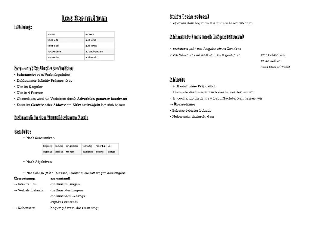 Latein: Gerundium / Gerundiv