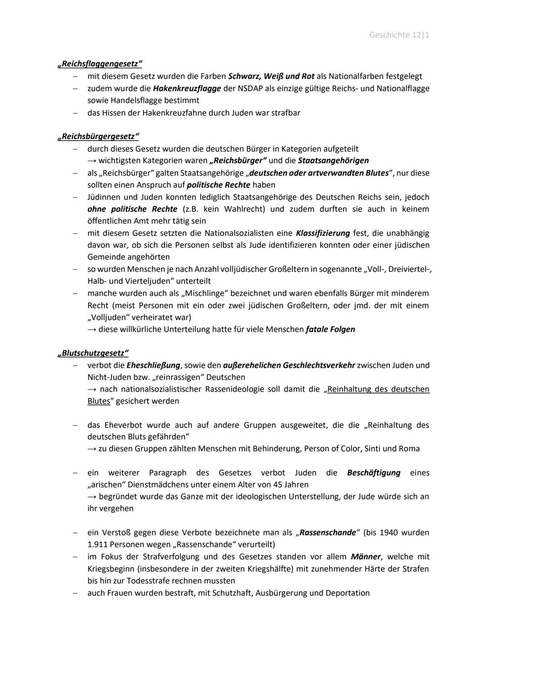Geschichte 12/1
„Nürnberger Gesetze"
„Nürnberger Gesetze“ = die Vorbereitung der Nationalsozialisten auf die gezielte
Diskriminierung und