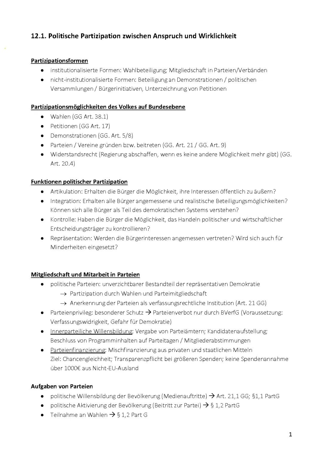 Politische Partizipation zwischen Anspruch und Wirklichkeit