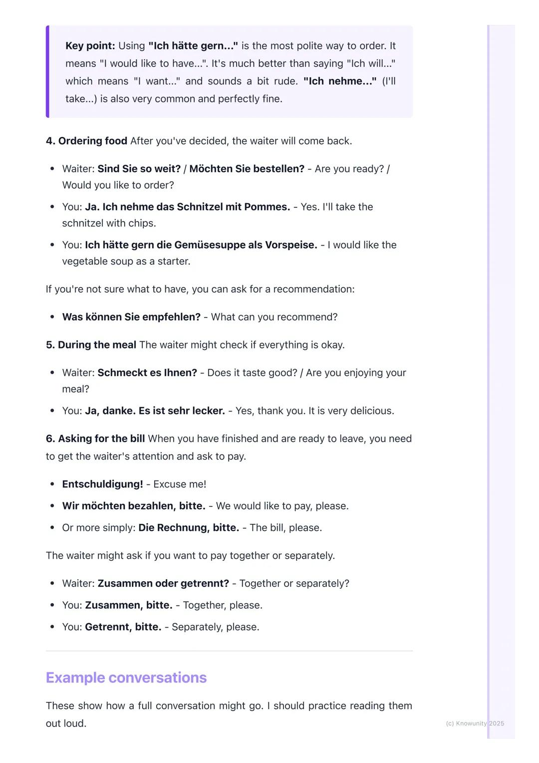 # At the Restaurant (Im
Restaurant)
Introduction to ordering in German
This is for Module 4, all about food and drink. These phrases are w