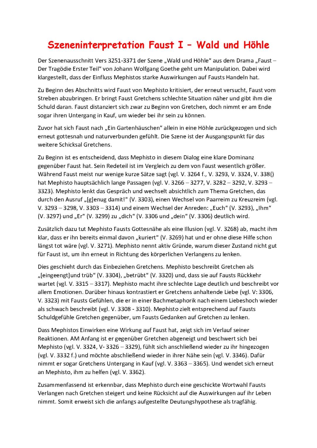 Wald und Höhle - Szeneninterpretation Faust