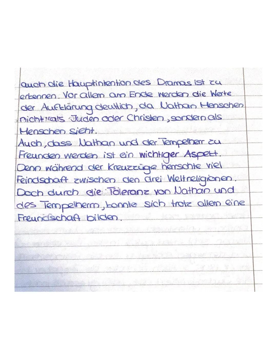 er Szenenanalyse.
Sara S.
Deutsch LK QA
11. Aufzug, S. Auftritt:
Das Drama, Nathan der Weise", verfasst von
Gotthold Ephraim Lessing, wurde