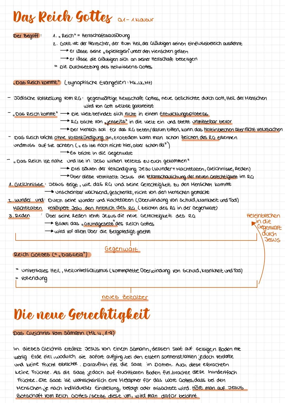 Das Reich Gottes, die neue Gerechtigkeit ( Krankheits-, Wunder-, und Armutsverständnis der Anktike)