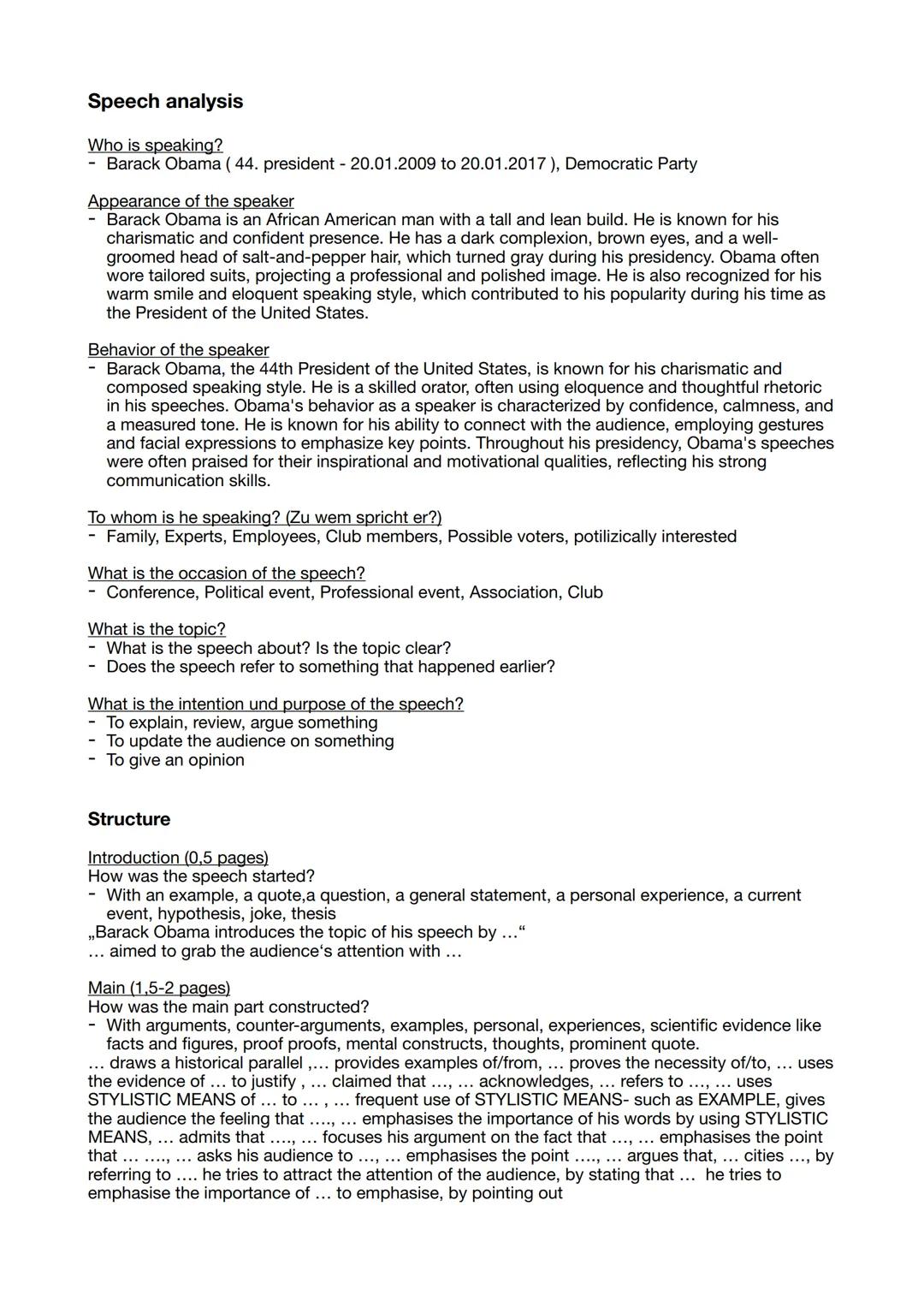 Speech analysis
Who is speaking?
- Barack Obama (44. president - 20.01.2009 to 20.01.2017), Democratic Party
Appearance of the speaker
Barac