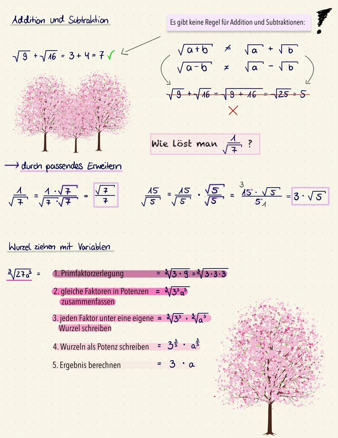Die Quadratwurzel ist die Zahl, die mit sich selbst multipliziert die Zahl unter dem Wurzelzeichen ergibt.
Wurzel = Gegenteil vom Quadrat
Wu