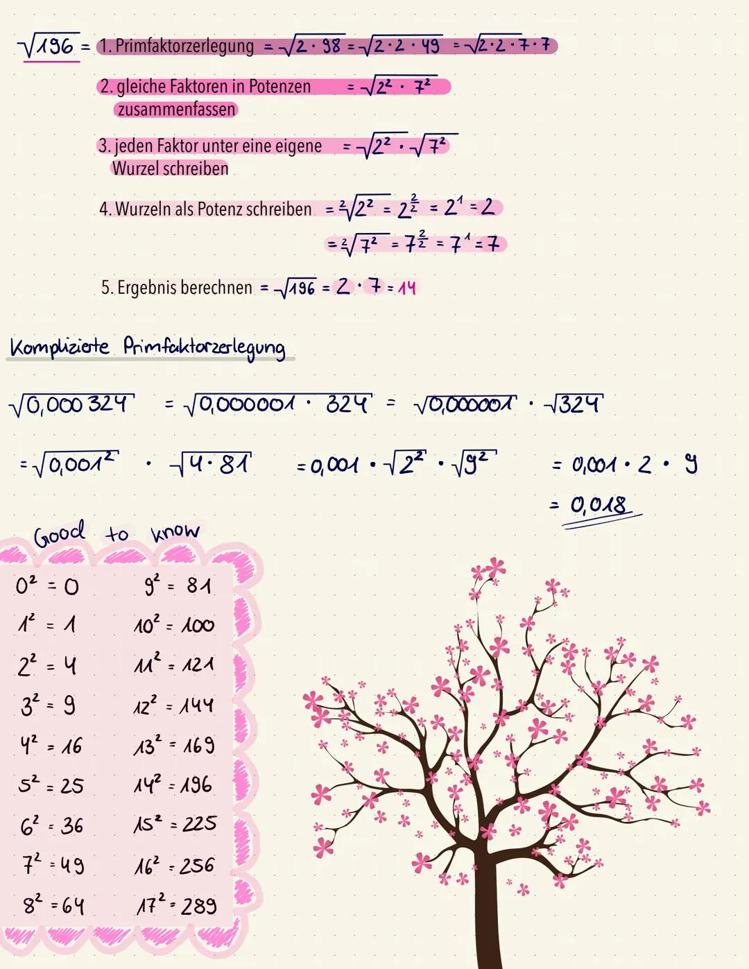 Die Quadratwurzel ist die Zahl, die mit sich selbst multipliziert die Zahl unter dem Wurzelzeichen ergibt.
Wurzel = Gegenteil vom Quadrat
Wu