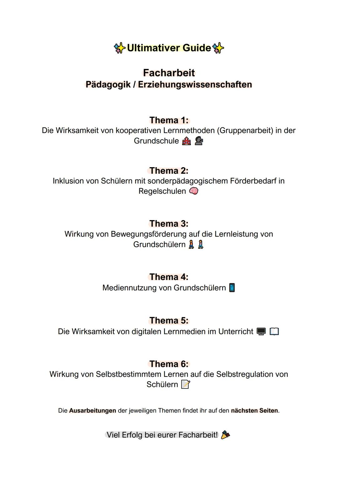 ✨ULTIMATIVER GUIDE ✨ Facharbeit Pädagogik / Erziehungswissenschaften