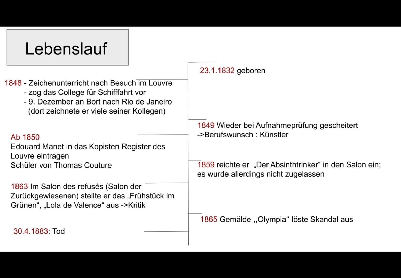 Édouard Manet
Impressionismus
Lilly Gerlach 24.01.2023 # Inhaltsverzeichnis
1. Allgemeine Informationen über
Edouard Manet
1. Lebenslauf