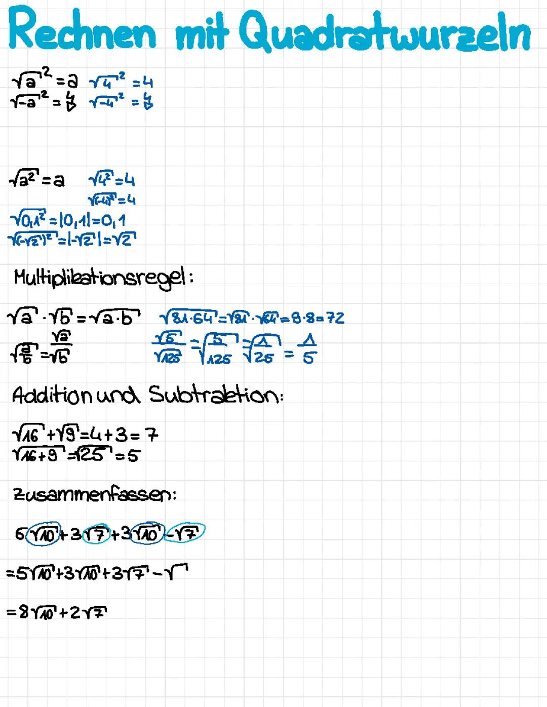 Rechnen mit Quadratwurzeln