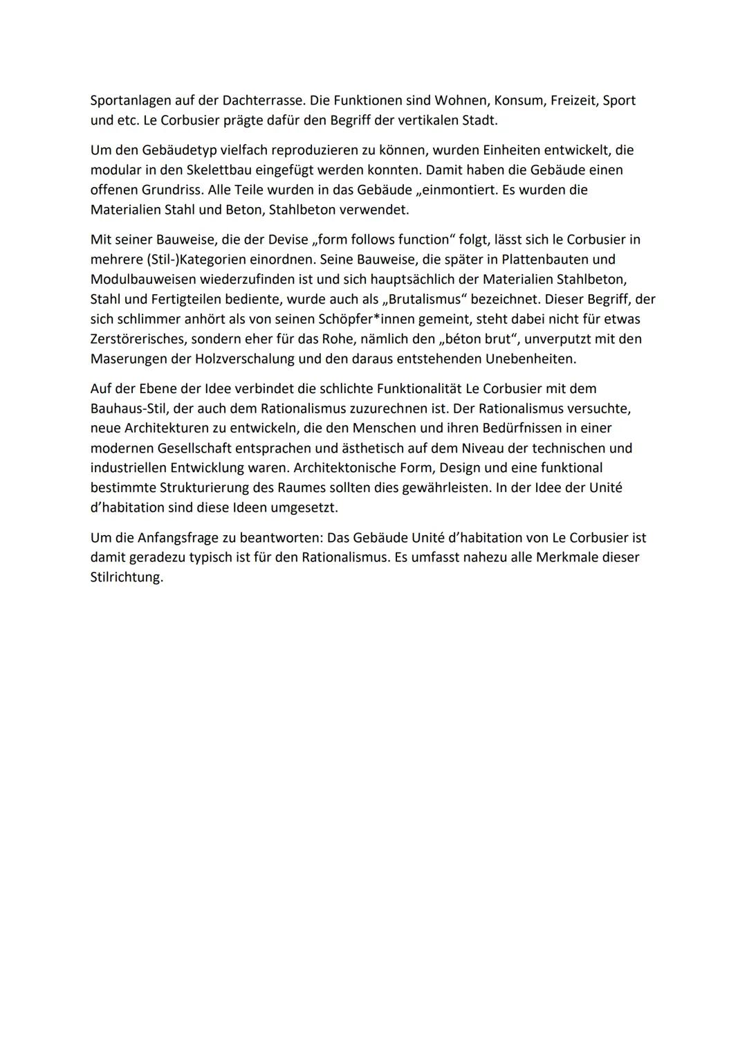 Analyse eines Gebäudes nach dem Konzept „, Unité d' Habitation" von Le
Corbusier
Meine Analyse bezieht sich auf eine Serie von Wohngebäuden,