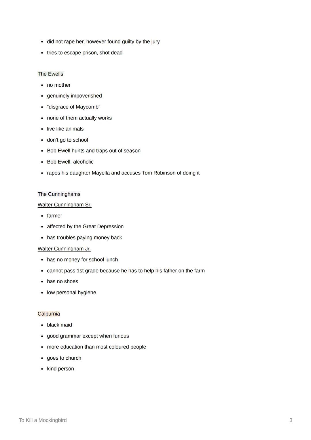To Kill a Mockingbird
Characters
Scout/her family/friends
Scout
• protagonist
.
.
Real name: Jean Louise
About 8/9 years old
Goes to school