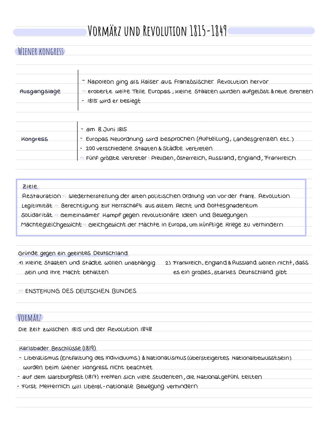 WIENER KONGRESS
VORMÄRZ UND REVOLUTION 1815-1849
Ausgangslage
- Napoleon ging als Kaiser aus französischer Revolution hervor
- eroberte we