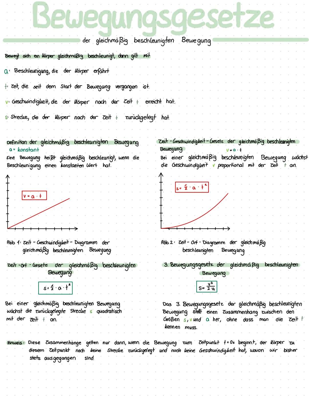 # Gleichmäßig beschleunigte
Bewegung
Die Beschleunigung gibt an, um wie vel $\frac{m}{s}$ ein Körper in jeder Selkunde schneller (oder lang