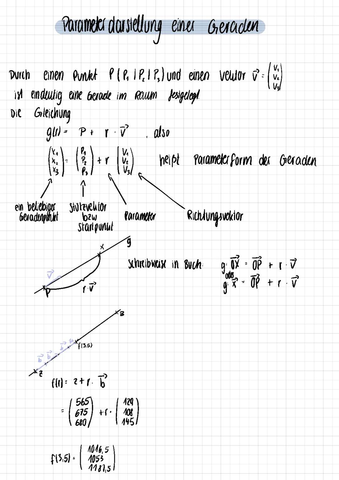 Parameterdarstellung ein Geraden