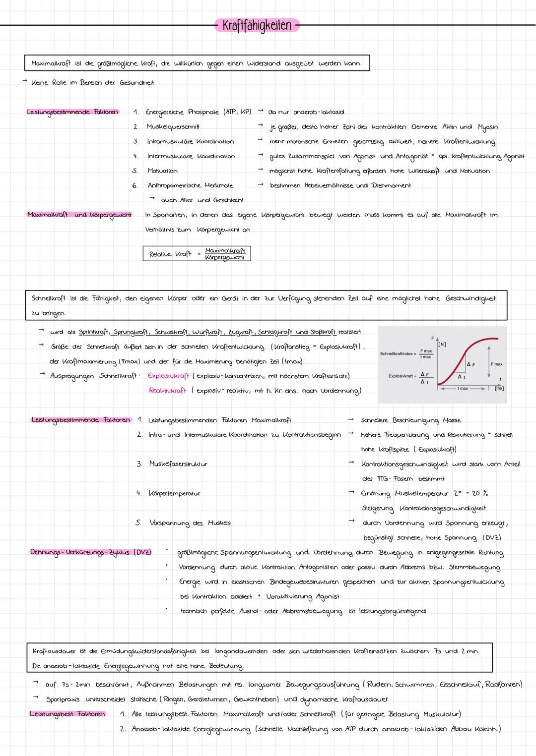 # Lernzettel Kraft
- Bedeutung der Kraft -
Kraft im biologischen Sinne ist die Fähigkeit des Nerv- Muskelsystems, durch Muskelaktivität Wi