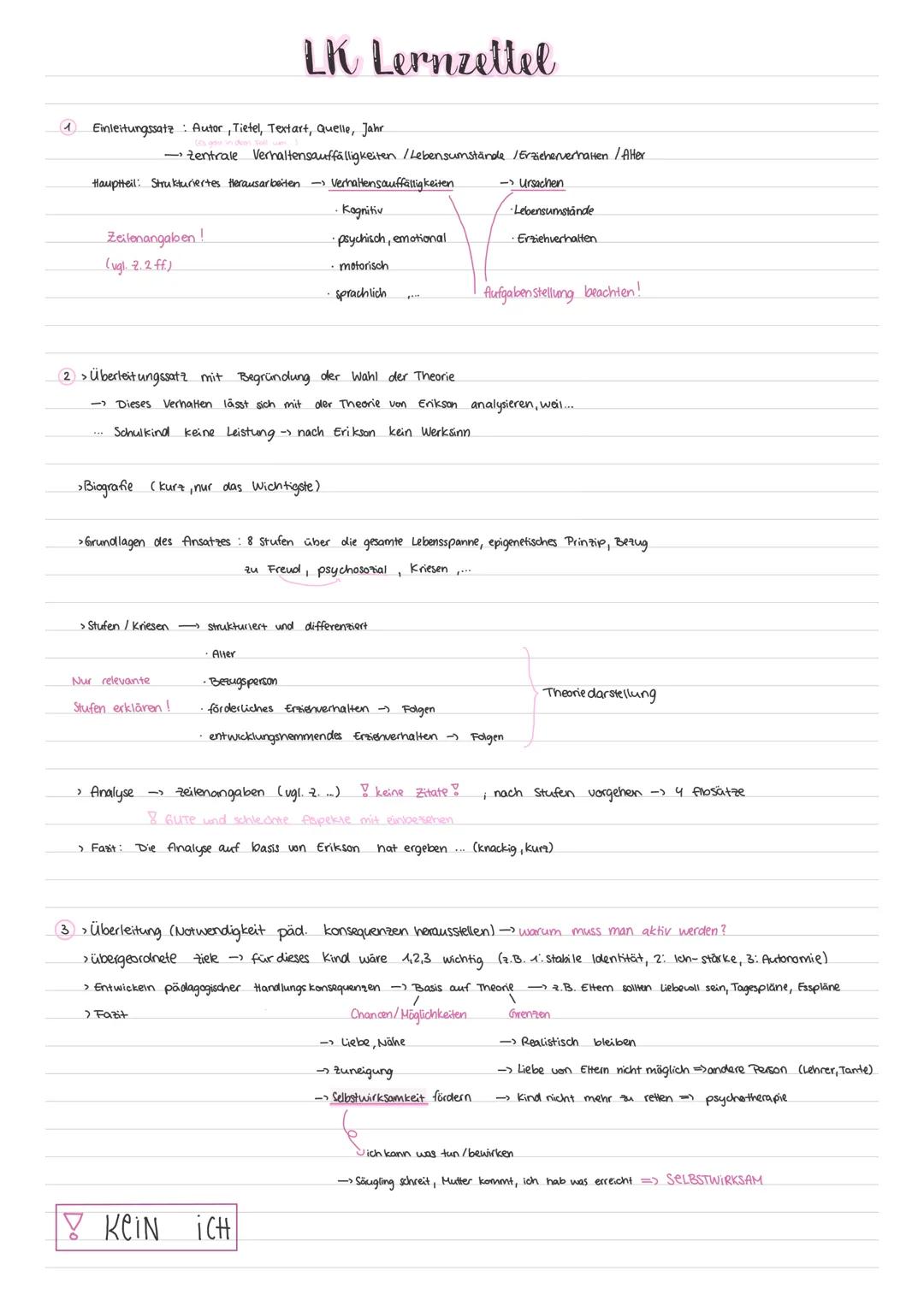 Lernzettel Lk Klausur 1, Erikson, psychosoziales Phasenmodell
