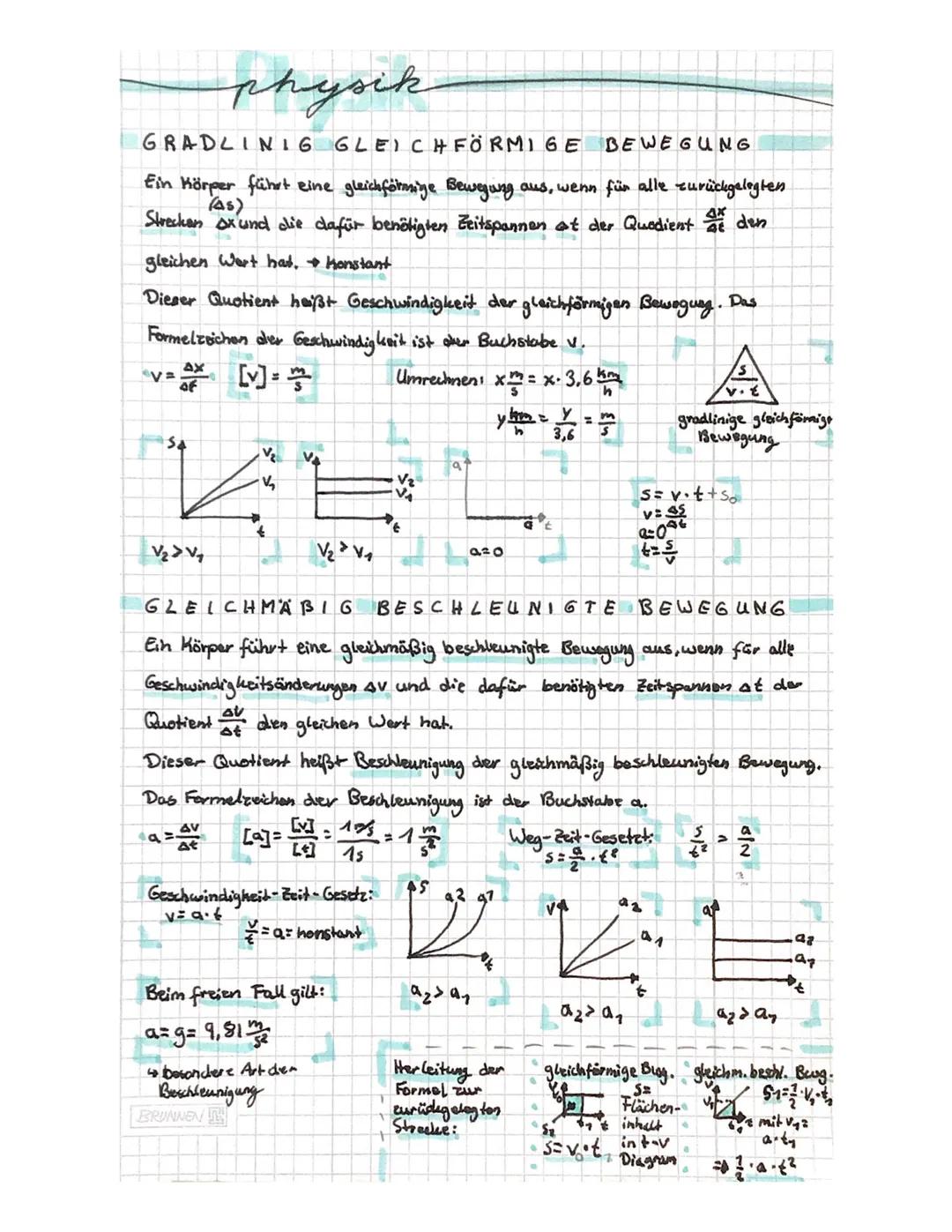GRADLINIG GLEICH FÖRMIGE BEWEGUNG
fin Körper fährt eine gleichförmige Bewegung aus, wenn für alle zurückgelegten
Strecken ox und die dafür b