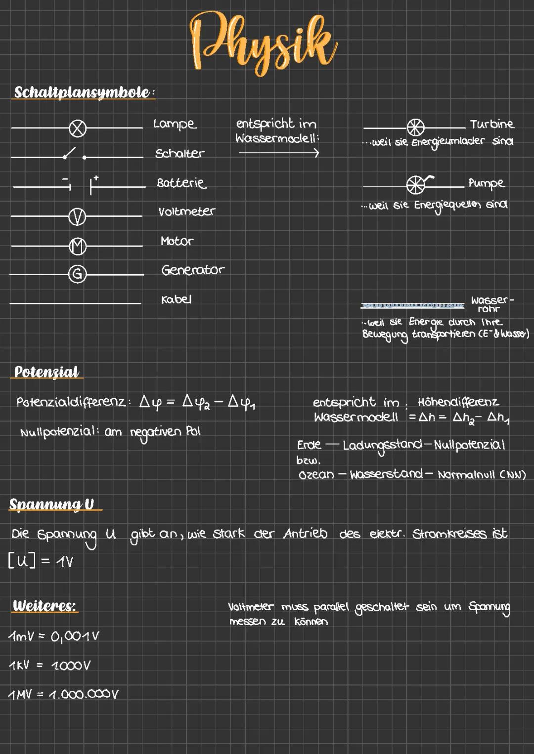Stromkreis, Potenzial, Spannung