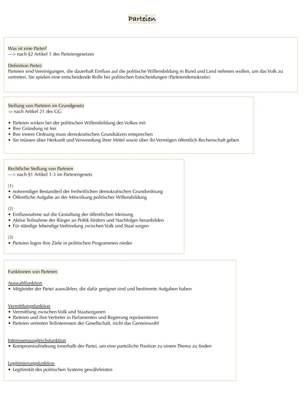 Was ist eine Partei?
-> nach §2 Artikel 1 des Parteiengesetzes
Definition Partei:
Parteien sind Vereinigungen, die dauerhaft Einfluss auf di