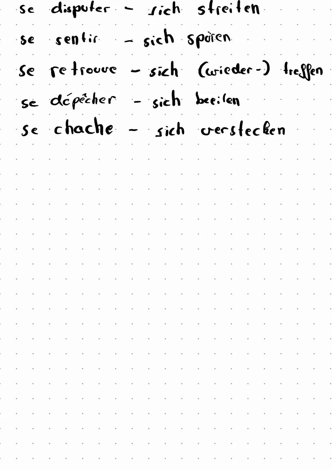 reflexive Verben - französisch
Singular
je
to fe
illelle lon-se
me
Plural
nous
-nous
VOUS
VOUS
ilstelles - se
ne me
-
Bildung:
Person / Pers