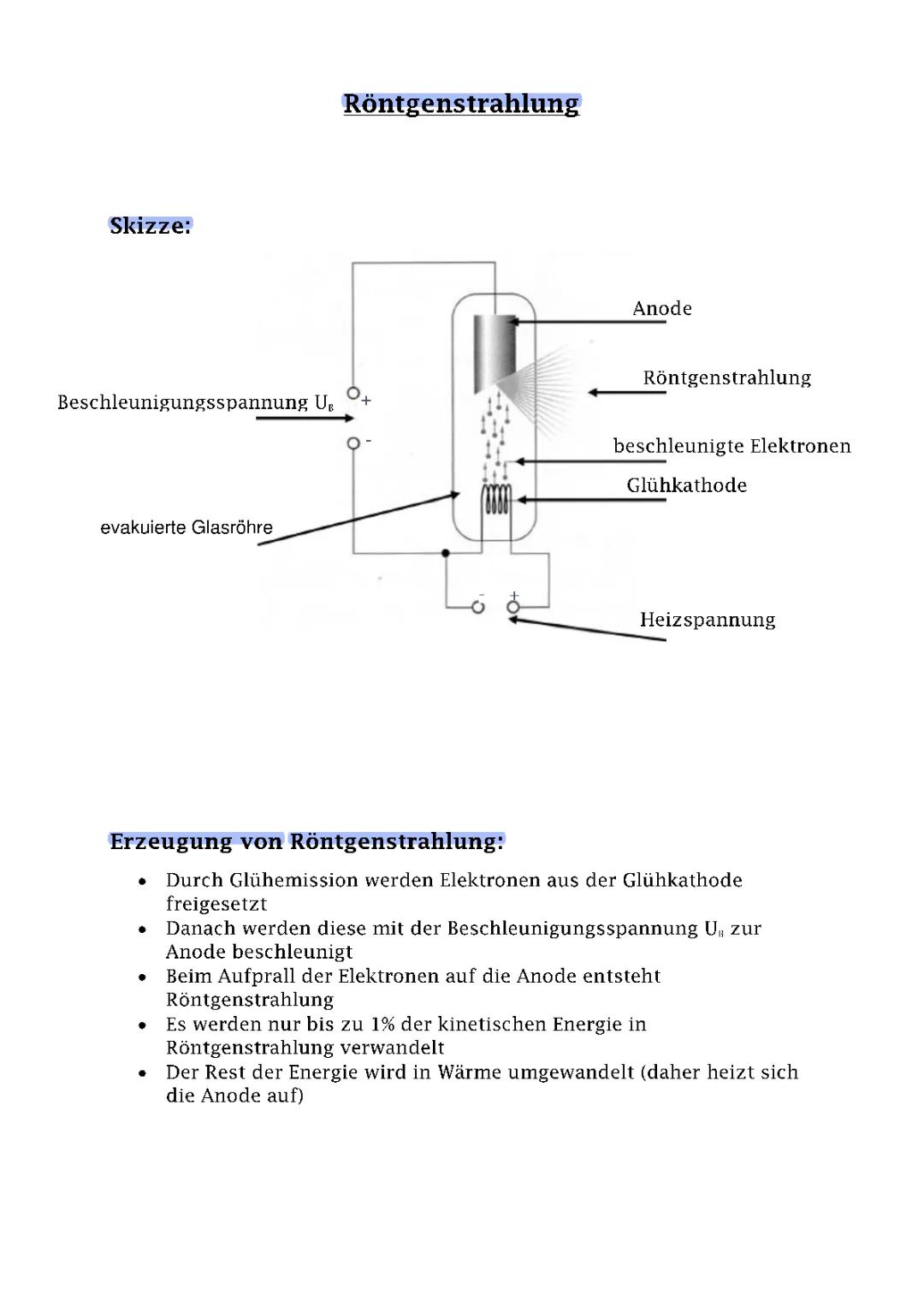 Röntgenstrahlung und Moseley-Gesetz