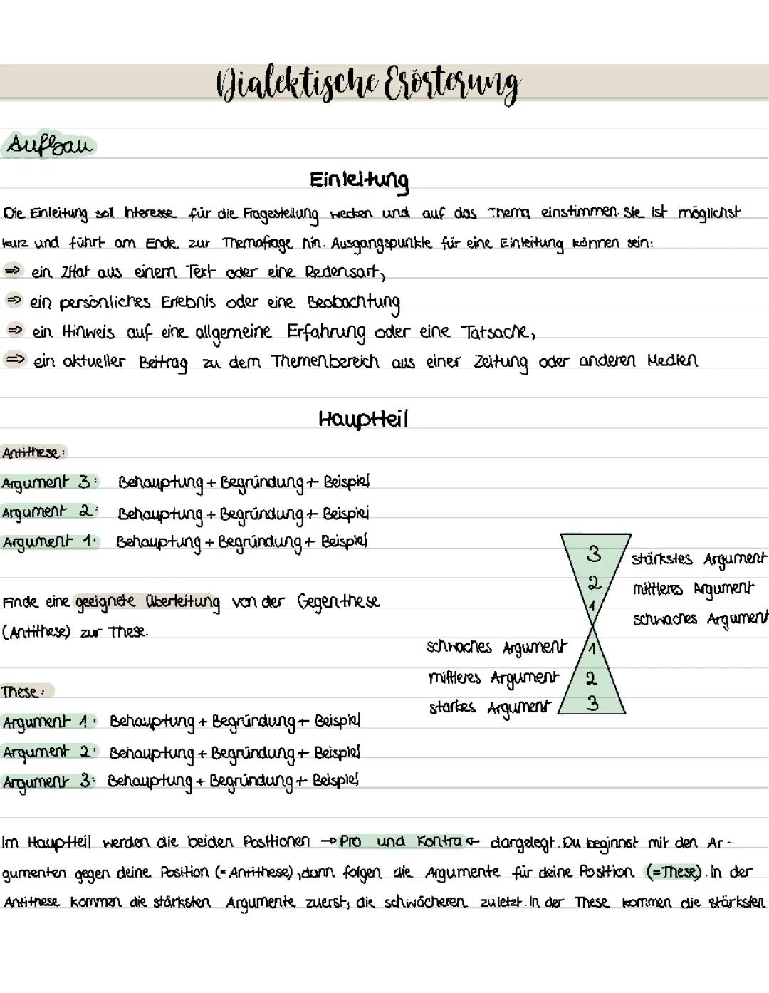 Dialektische Erörterung Aufbau