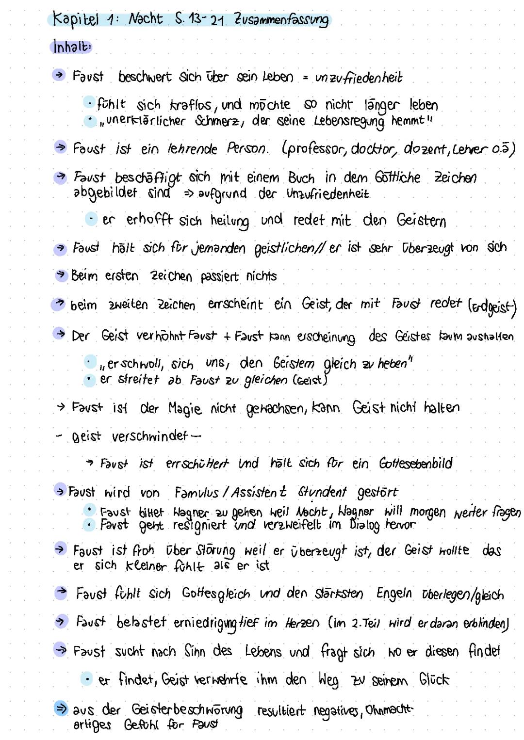 Faust "Nacht" Zusammenfassung und Interpretation