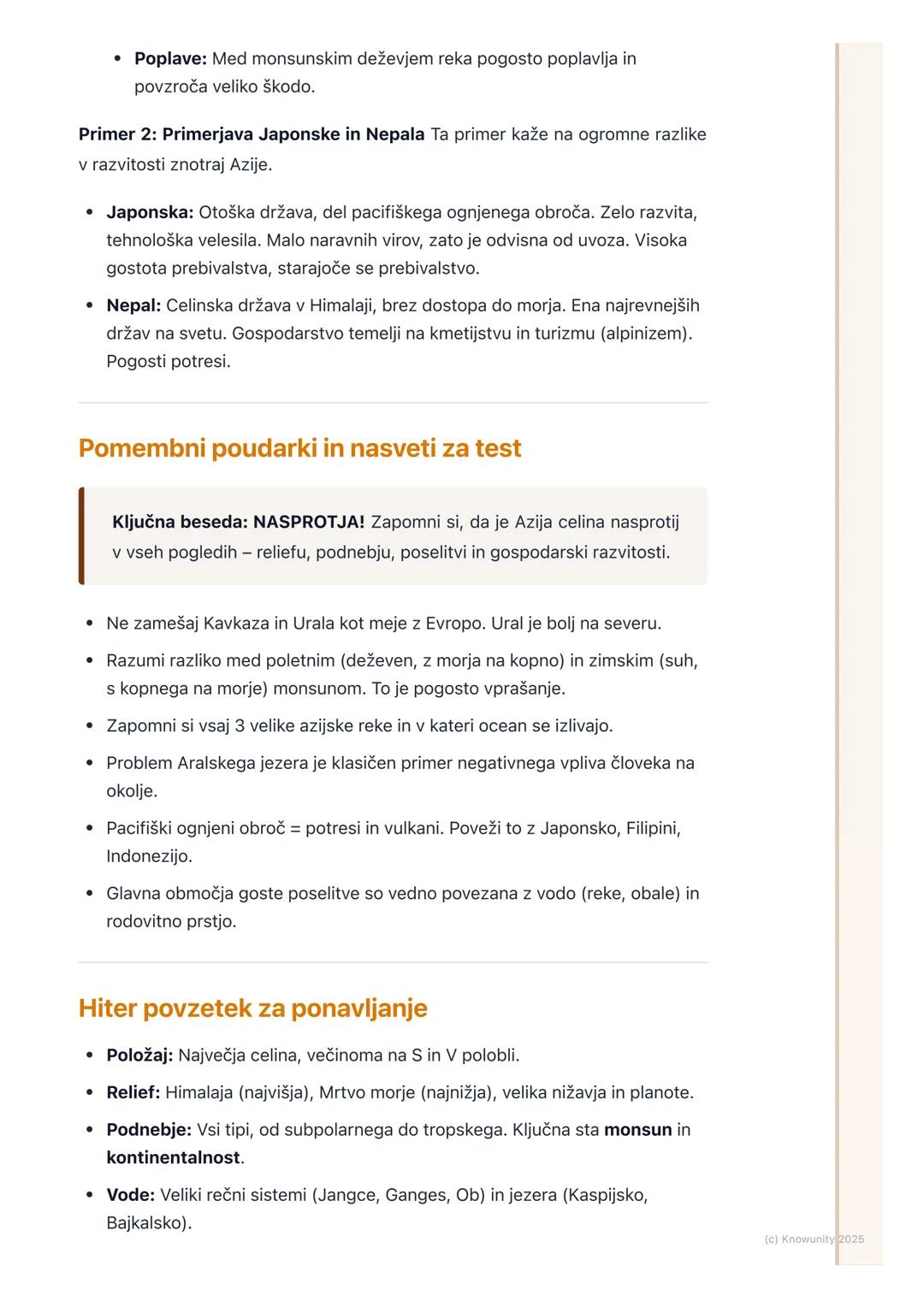 # Azija
Splošni pregled in lega
Azija je največja celina tako po površini (približno 44,6 mio km^2, kar je
skoraj tretjina kopnega na Zeml