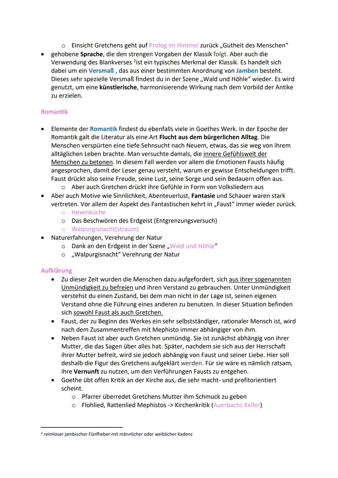 # Faust-Abitur - Lernzettel
1. Epochenzugehörigkeit: Faust
->Pink markierten Wörter: Szenen, die zur Epoche passen
Sturm und Drang
Szene