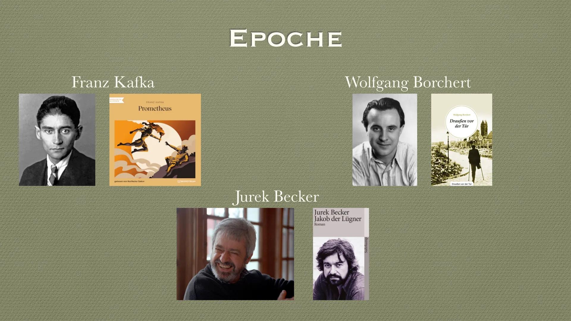 JAKOB DER LÜGNER
JUREK BECKER INHALTSVERZEICHNIS
1 Biographie
2 Epoche
3 Inhaltsangabe
4 Figurenkonstellation
5 Charakterisierung
6 Besonder