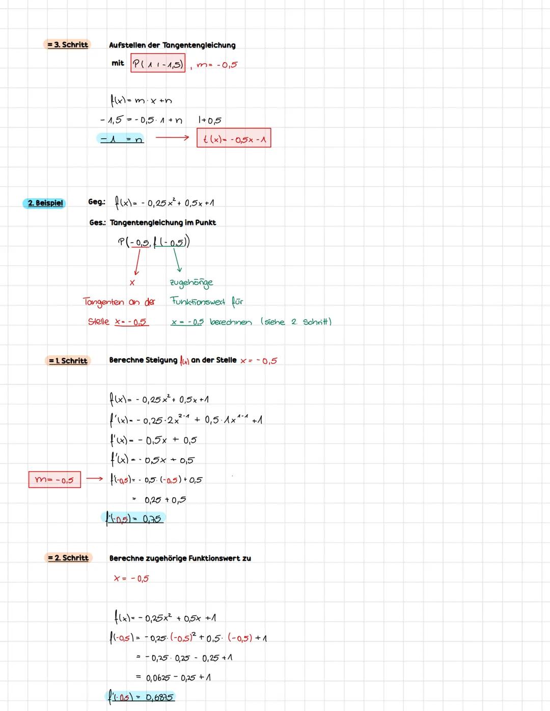 # Tangentengleichungen
-> Tangenten sind lineare Funktionen, die einen Funktionsgraphen an einer Stelle berühren
= Aufstellen einer Funkti