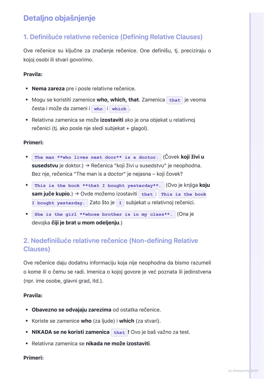 # Relativne rečenice (Relative
Clauses) – Definišuće i
nedefinišuće
Uvod u relativne rečenice
Relativne rečenice (Relative Clauses) su zav