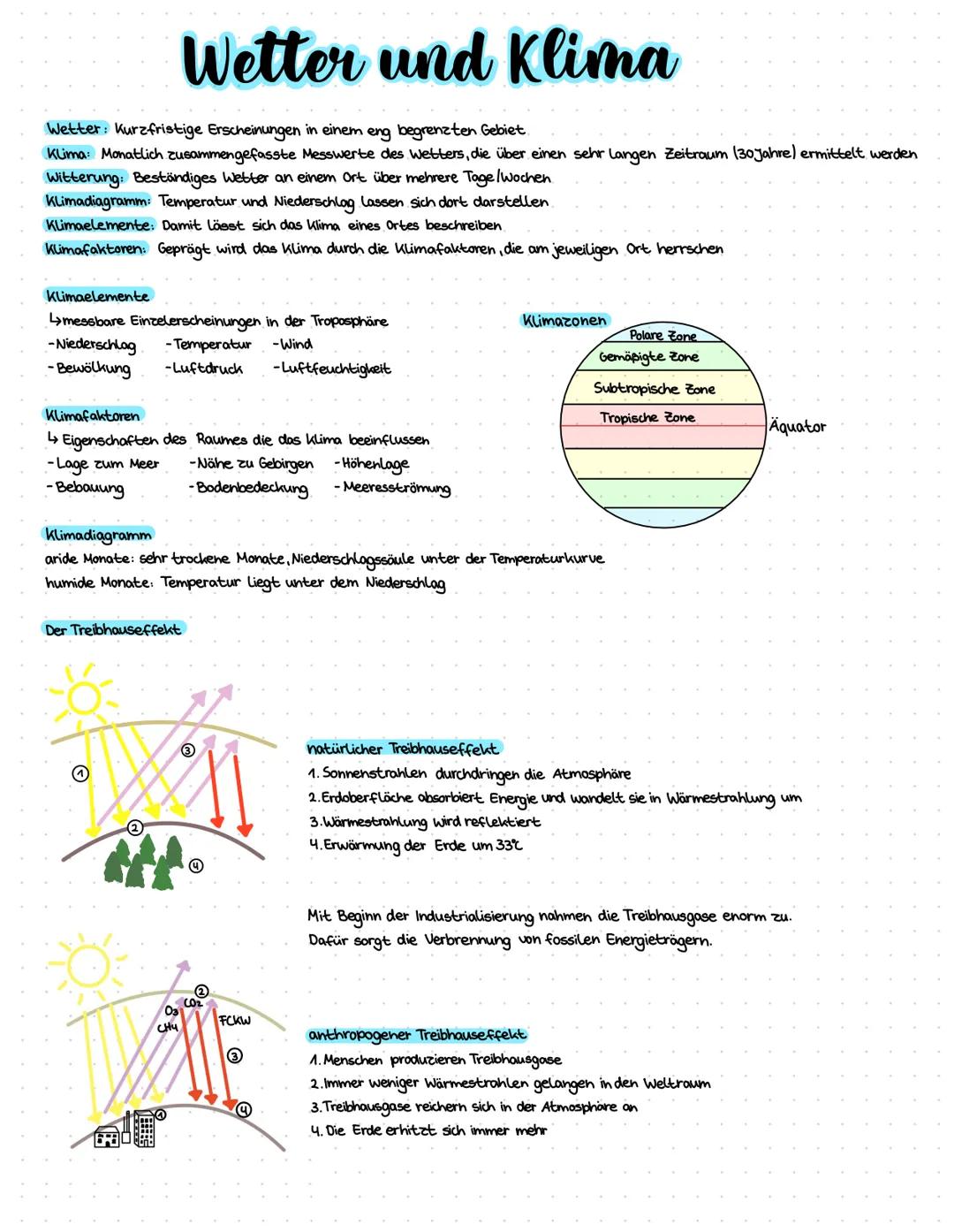 Wetter: Kurzfristige Erscheinungen in einem eng begrenzten Gebiet
Klima: Monatlich zusammengefasste Messwerte des Wetters, die über einen se