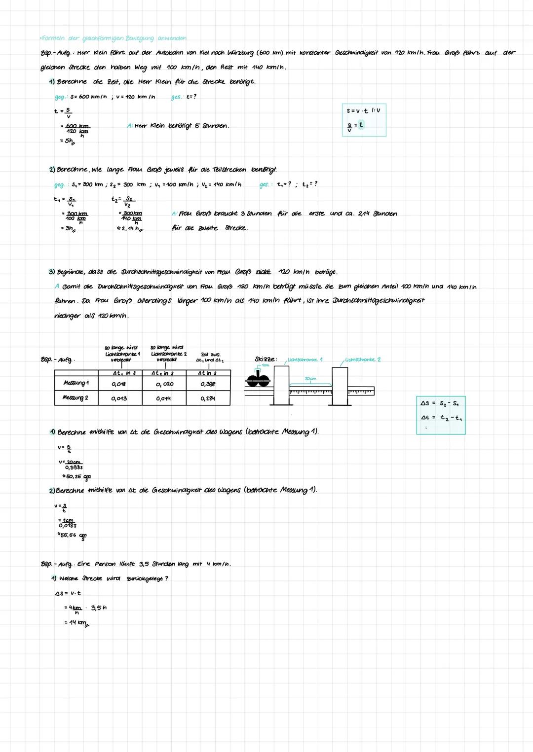 # PHYSIK LERNZETTEL
gleichförmige Bewegung
t-s-Diagramme zeichnen und auguortion
zeichnen:
8sp.-Aufg.
4) Skizziert das 1-8-Diagramm für