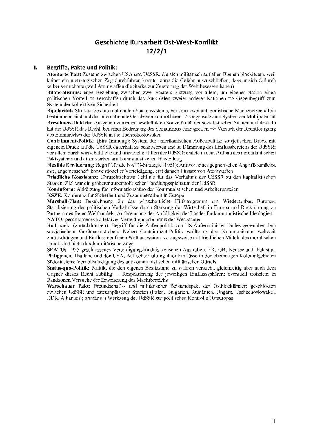 Ost-West-Konflikt (Kalter Krieg)