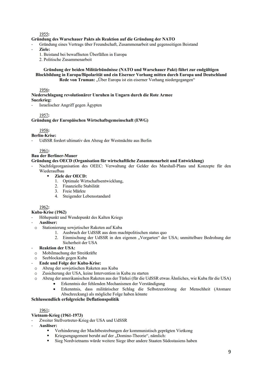 I.
Geschichte Kursarbeit Ost-West-Konflikt
12/2/1
Begriffe, Pakte und Politik:
Atomares Patt: Zustand zwischen USA und UdSSR, die sich milit