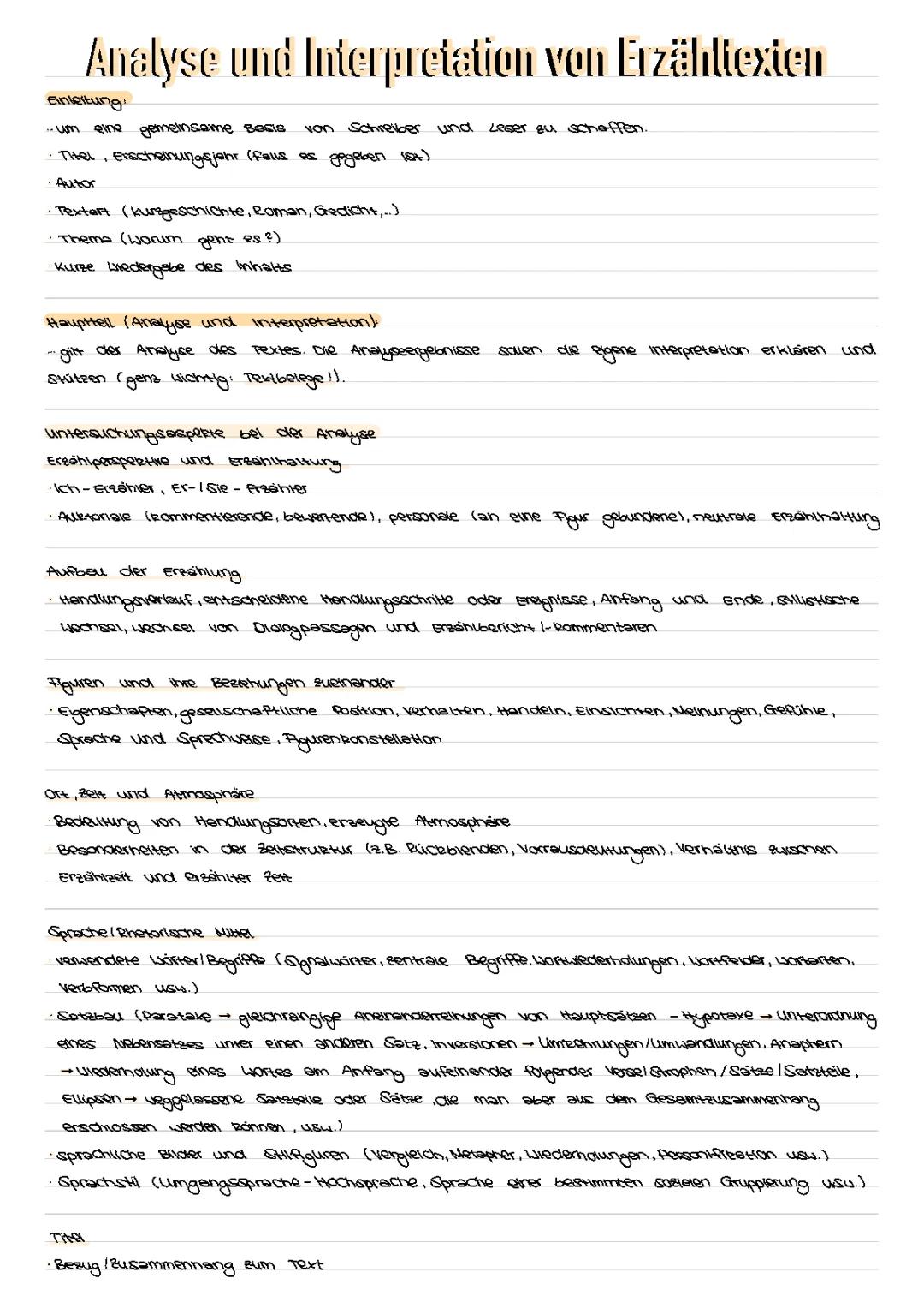 Analyse und Interpretation von Erzähltexten + Kommunikationsmodell: Watzlawick (5 Axiome)