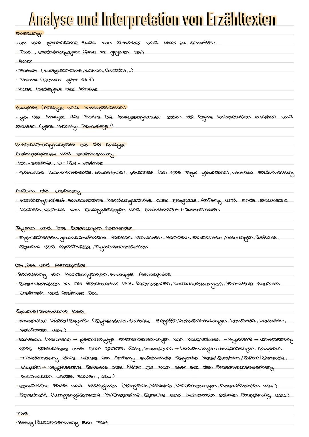 Analyse und Interpretation von Erzähltexten
Einleitung:
- um. eine gemeinsame Basis von Schreiber und Leser zu schaffen.
• Titel, Erscheinun