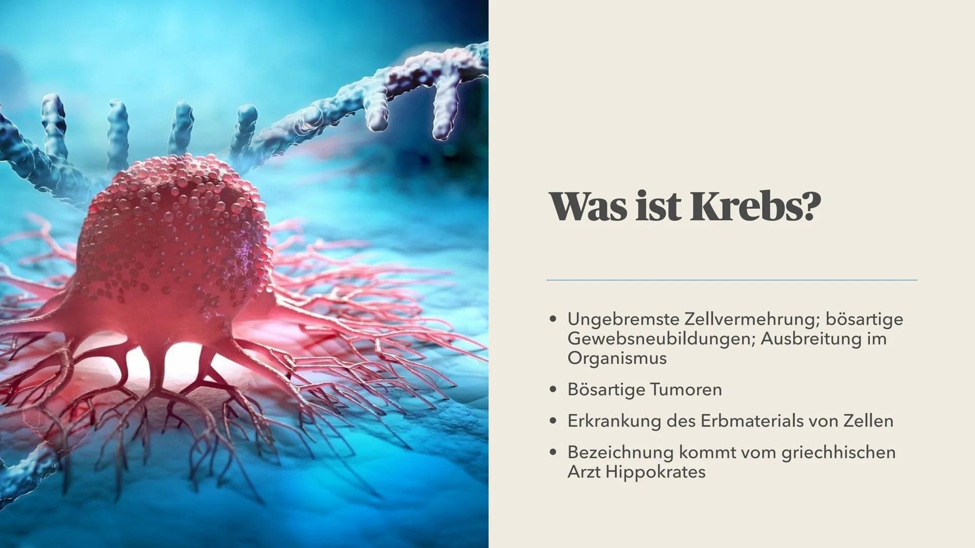SARA MANNAEE
Krebs
Die zweithäufigste Todesursache in Deutschland ● Was ist Krebs?
● Wie entsteht Krebs?
Allgemeine Symptome
● Ursachen
●
●